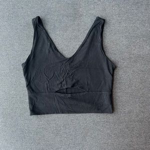 Jac Parker crop black tank with key hold cutout